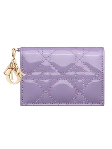 Lady Cannage Patent Calfskin Flap Card Wallet Lilac - DIOR - BALAAN 1