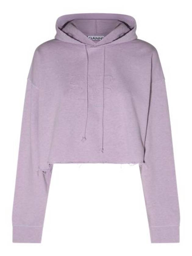 Crop Logo Hoodie Purple - GANNI - BALAAN 2