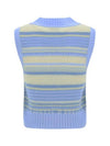 Striped Soft Wool Gilet Vest Light Blue - GANNI - BALAAN 3