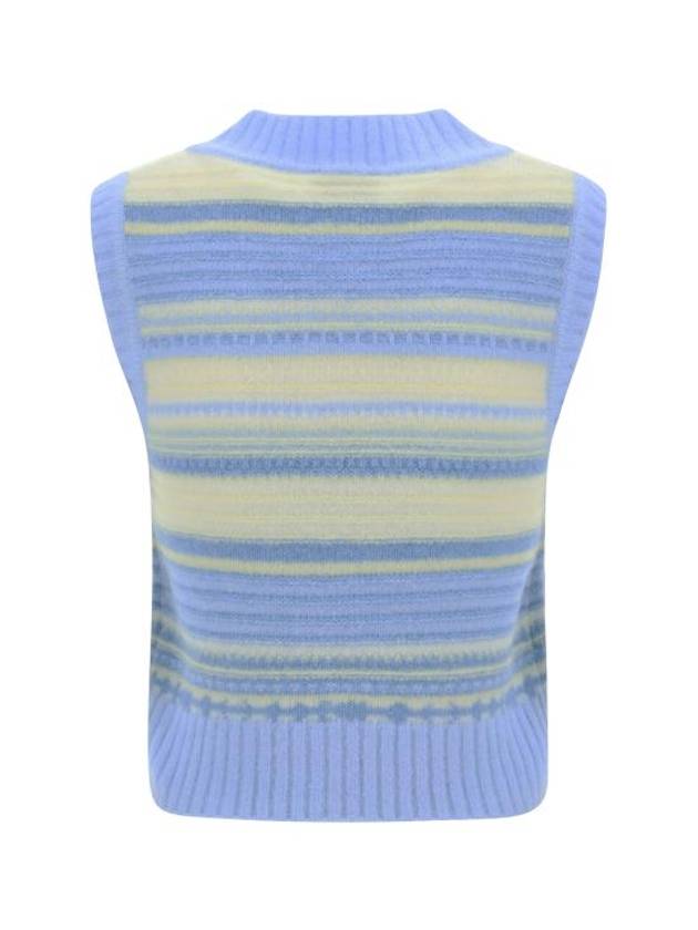 Striped Soft Wool Gilet Vest Light Blue - GANNI - BALAAN 3