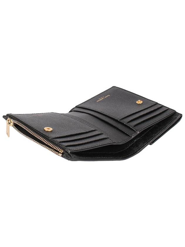 Uptown Compact Grain De Poudre Embossed Leather Halfwallet Black - SAINT LAURENT - BALAAN 9