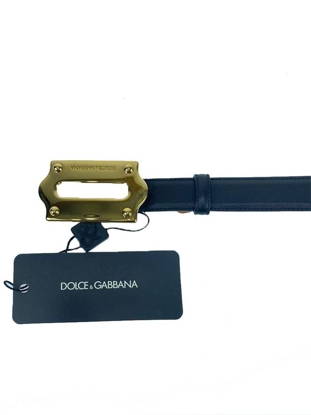 Gold Buckle Skinny Belt Black - DOLCE&GABBANA - BALAAN 2