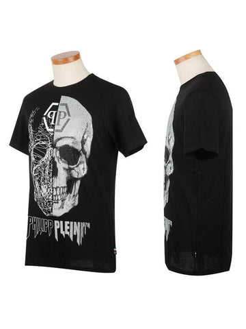 MTK2871 PJY002N 02 SKULL logo black T-shirt - PHILIPP PLEIN - BALAAN 1