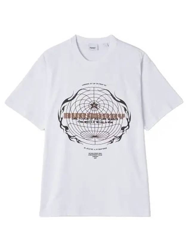 Globe graphic print short sleeve t shirt white tee - BURBERRY - BALAAN 1