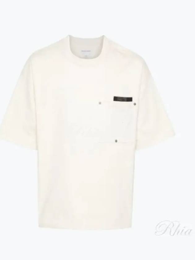 Leather Detailing Short Sleeve T-Shirt Ivory - BOTTEGA VENETA - BALAAN 2