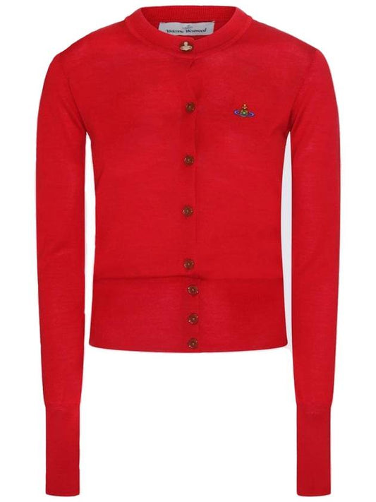 Bea Embroidered Logo Cardigan Red - VIVIENNE WESTWOOD - BALAAN 2