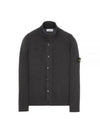 Men's Patch High Neck Lambswool Knit Cardigan Charcoal - STONE ISLAND - BALAAN 2