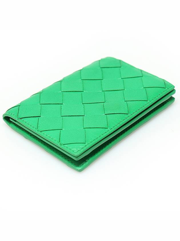 667141 Green Paraket Lambskin Intrecciato Business Card Holder - BOTTEGA VENETA - BALAAN 4