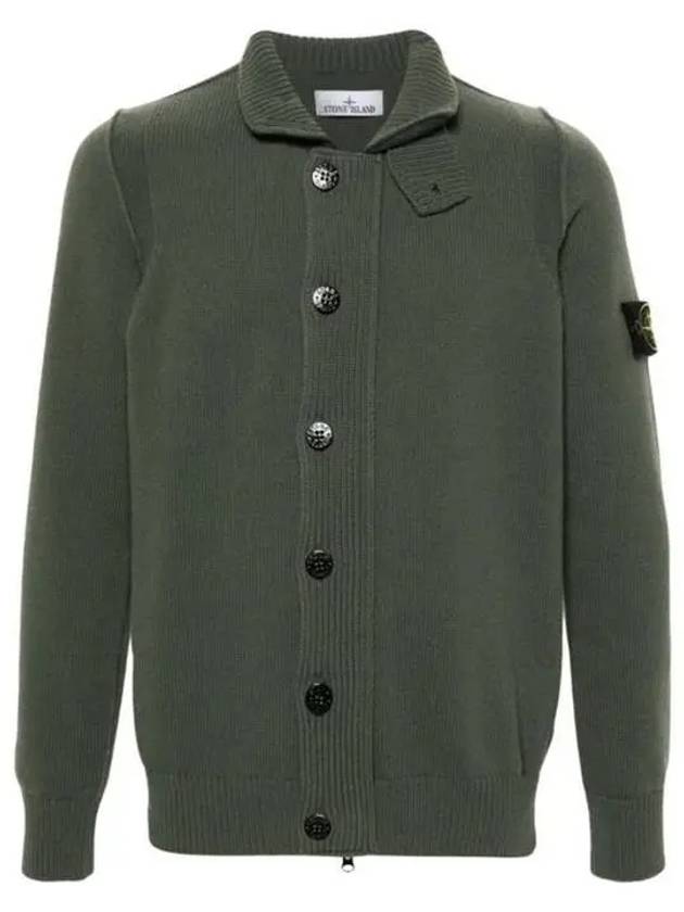 Wappen High Neck Button Up Wool Cardigan Green - STONE ISLAND - BALAAN 2