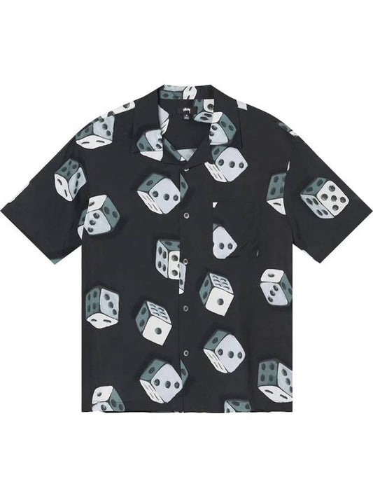 Men's Diss Pattern Short Sleeve Shirt Black - STUSSY - BALAAN.