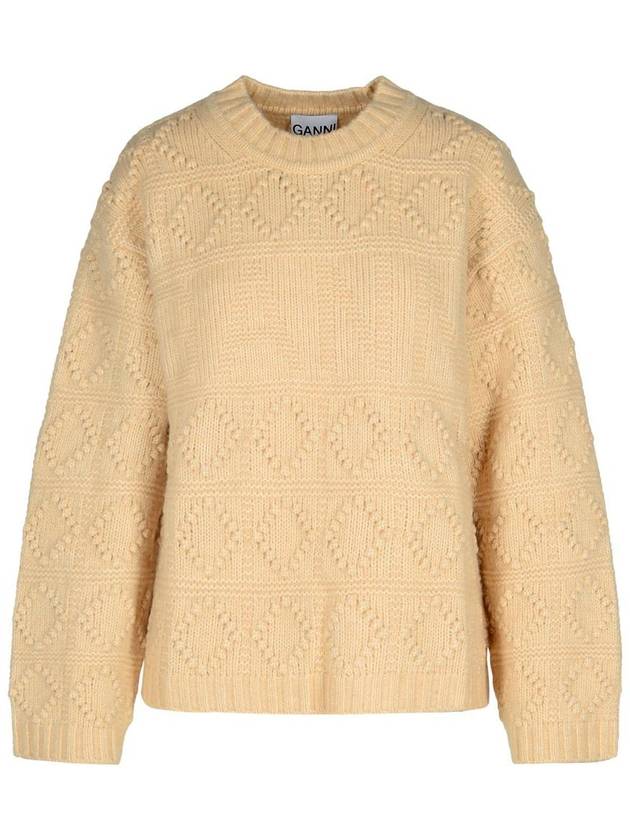 Ganni Beige Wool Blend Sweater - GANNI - BALAAN 1