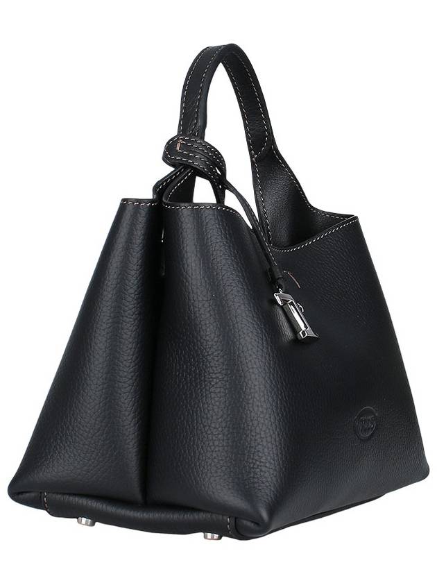 Logo Charm Leather Micro Tote Bag Black - TOD'S - BALAAN 5