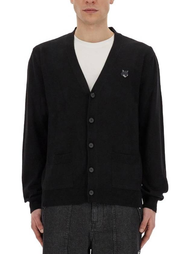 Bold Fox Head Patch Regular Cardigan Black - MAISON KITSUNE - BALAAN 2