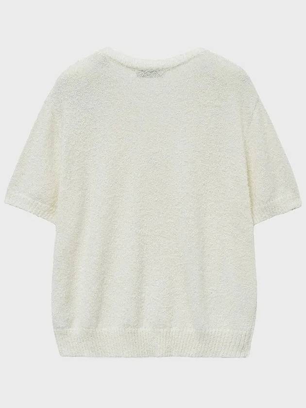 Boucle V Neck Half Knit Top Ivory - NOIRER - BALAAN 4