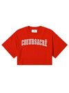 Logo Crop Short Sleeve T-shirt Red - AMI - BALAAN 2