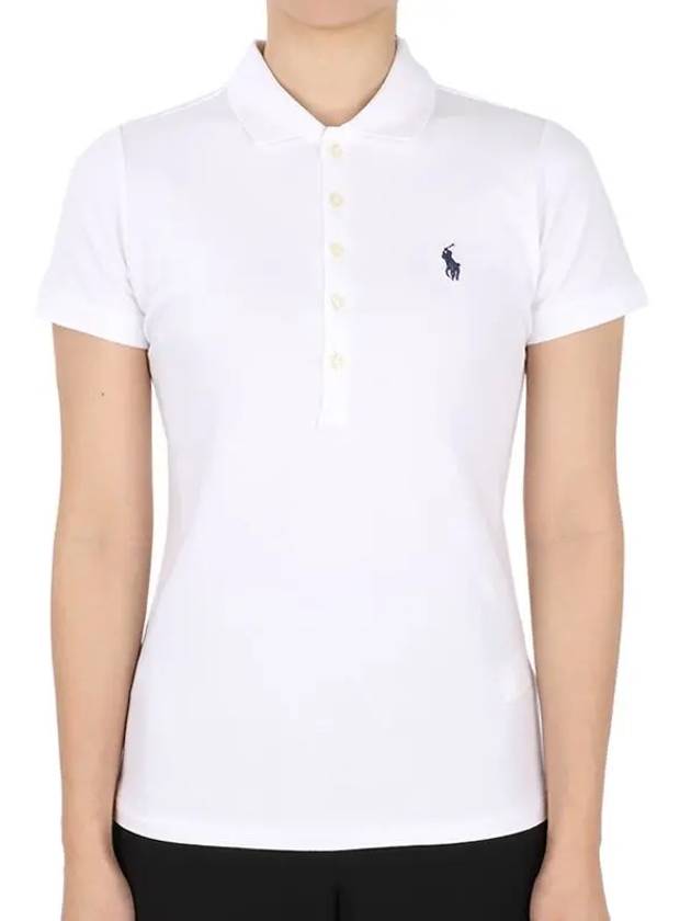 Women's Julie Embroidered Logo Short Sleeve Polo Shirt White - POLO RALPH LAUREN - BALAAN 3