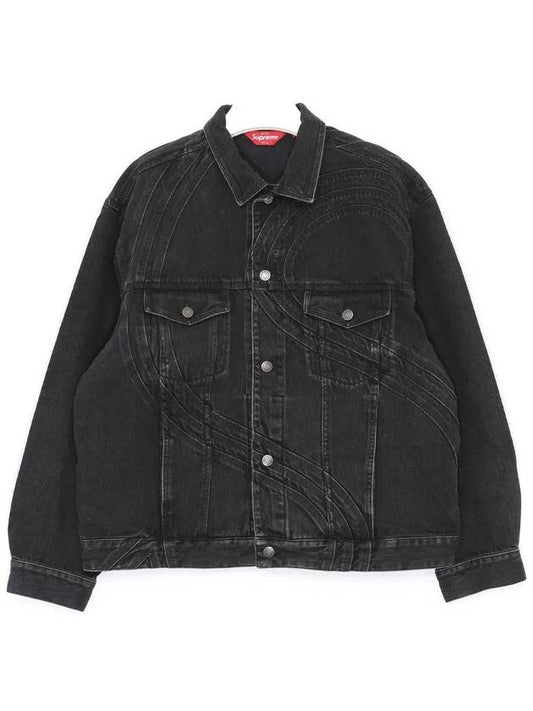 S Logo Trucker Washed Denim Men Jacket SS24J53 WASHD BLK - SUPREME - BALAAN 2