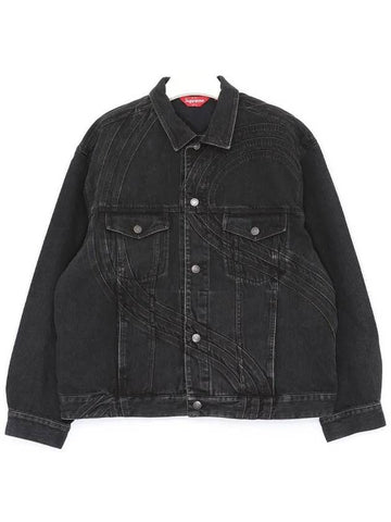 S Logo Trucker Washed Denim Men Jacket SS24J53 WASHD BLK - SUPREME - BALAAN 1