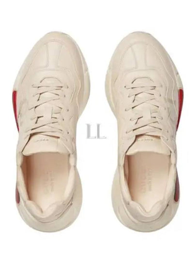 Rhyton Leather Sneakers Logo Ivory - GUCCI - BALAAN 2