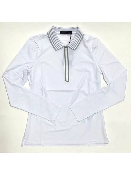 Women's Featherweight Zip Long Sleeve Polo Shirt White - G/FORE - BALAAN 2