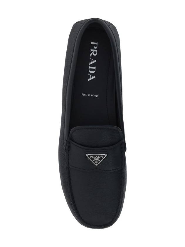 Triangle Logo Leather Driving Shoes Black - PRADA - BALAAN 5