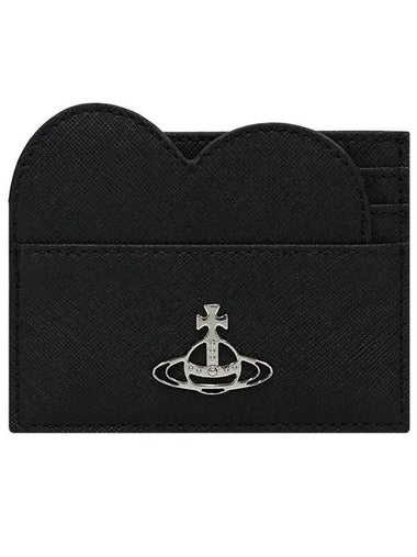 Heart Saffiano Card Wallet Black - VIVIENNE WESTWOOD - BALAAN 1