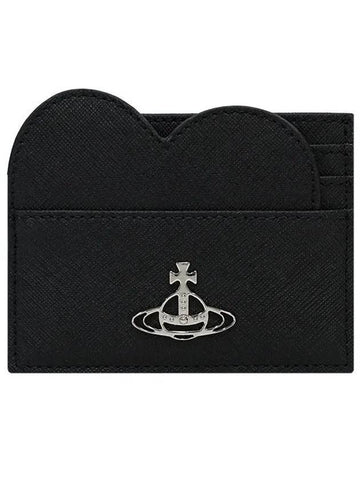 Saffiano Heart Card Wallet Black - VIVIENNE WESTWOOD - BALAAN 1