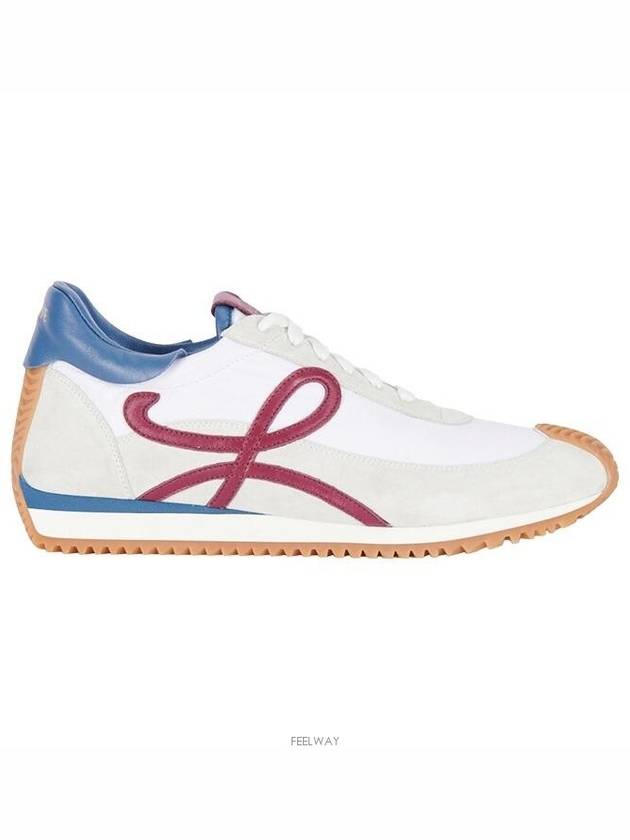 Flow Runner Nylon Suede Low Top Sneakers White Denim Raspberry - LOEWE - BALAAN 5