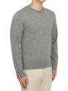 Intarsia Stitch Crew Neck Merino Wool Knit Top Light Grey - THOM BROWNE - BALAAN 4