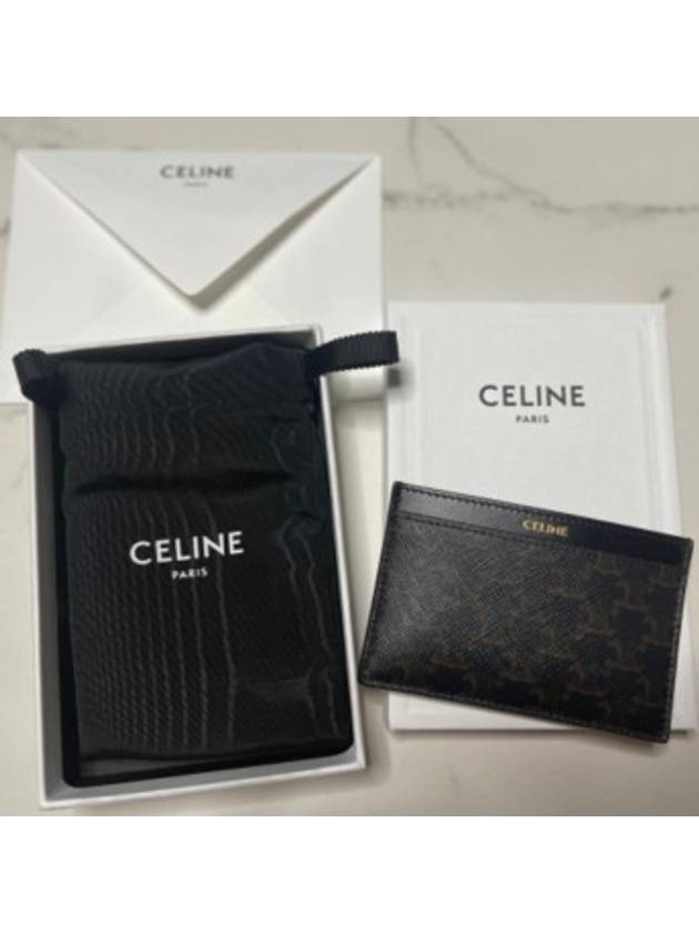 Card Holder in Triomphe Canvas and Calfskin Black - CELINE - BALAAN 7