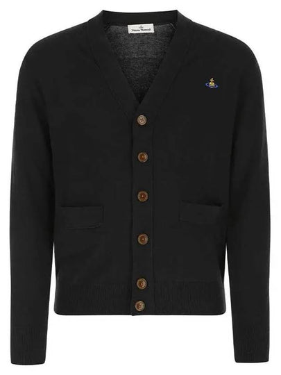 ORB Embroidery Logo V Neck Cardigan Black - VIVIENNE WESTWOOD - BALAAN 2