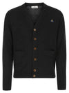 ORB Embroidery Logo V Neck Cardigan Black - VIVIENNE WESTWOOD - BALAAN 2