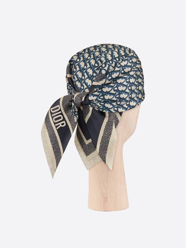 Oblique Square Silk Twill Scarf Navy - DIOR - BALAAN 4