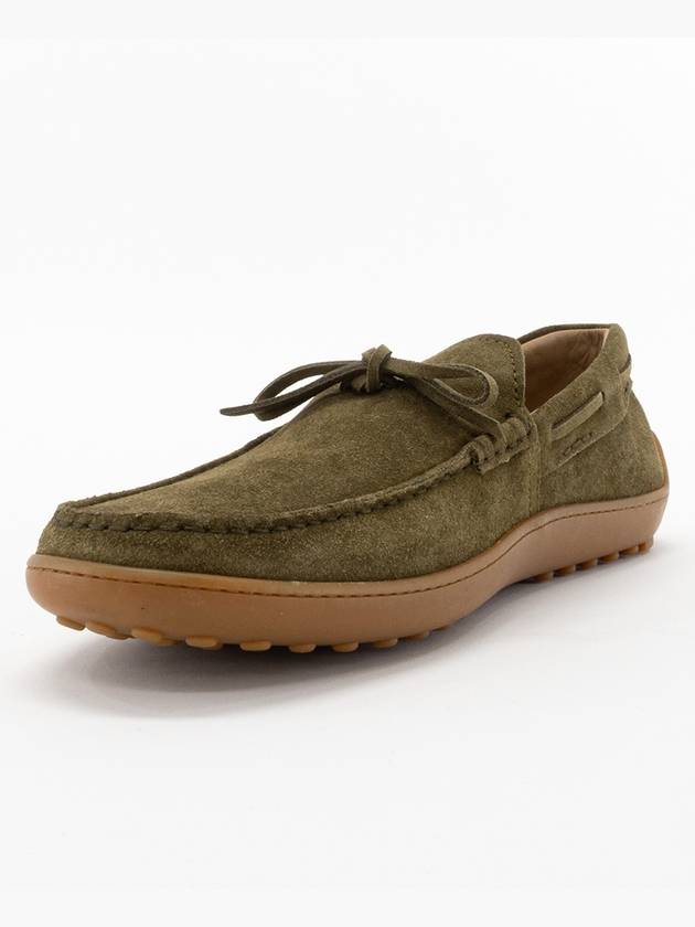 Men Ribbon Suede Loafer Shoes Flats Khaki XXM15C0CN50RE0V600 - TOD'S - BALAAN 4