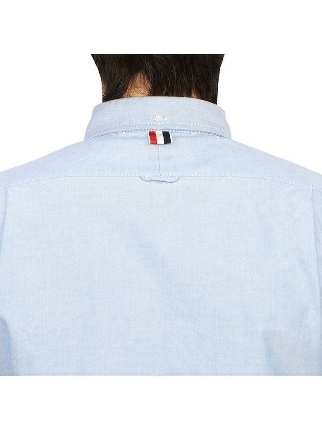 Men's Logo Patch Classic Cotton Long-Sleeved Shirt White Light Blue - THOM BROWNE - BALAAN 7