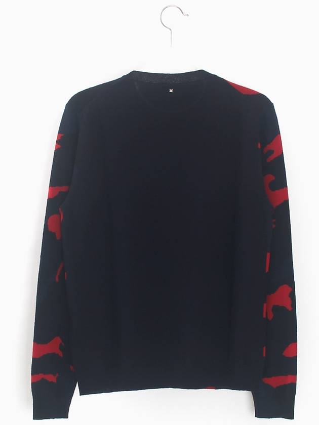 Camouflage Cashmere Knit Top Black Red - VALENTINO - BALAAN.