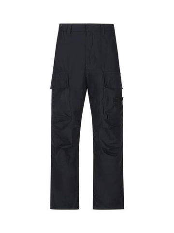 Loose Fit Cargo Cotton Canvas Straight Pants Navy - STONE ISLAND - BALAAN 1