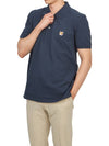 Fox Head Patch Cotton Polo Shirt Blue - MAISON KITSUNE - BALAAN 5