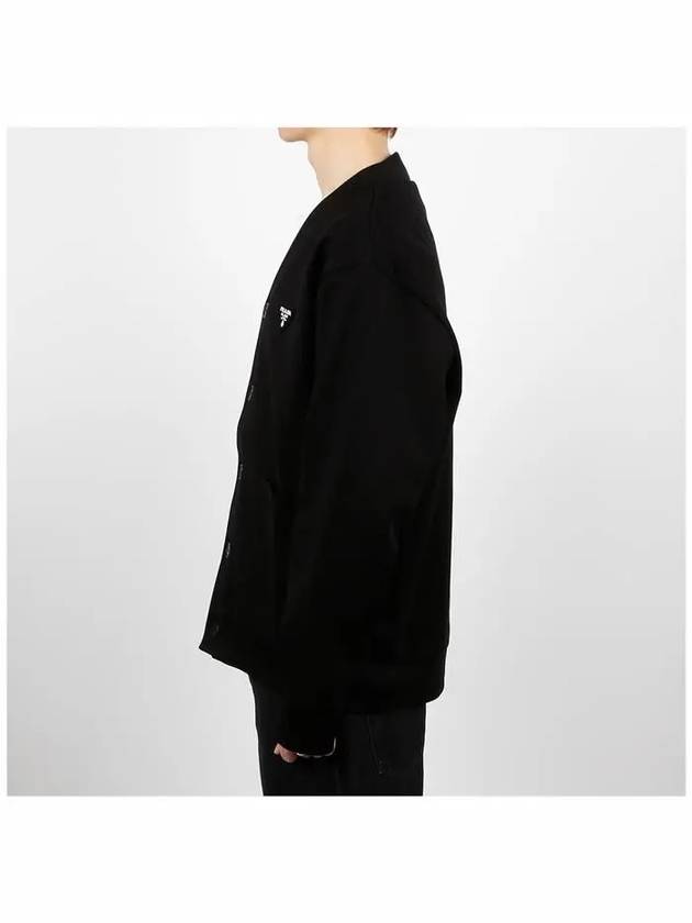 Logo Cotton Fleece Cardigan Black - PRADA - BALAAN 4