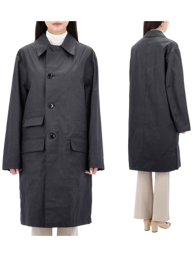 Coated Cotton Trench Coat Navy - LEMAIRE - BALAAN 2