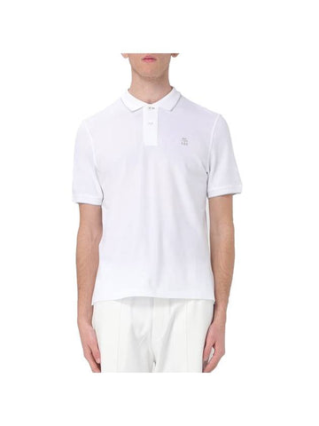 WHITE COTTON POLO SHIRT ME8549779GCT489 - BRUNELLO CUCINELLI - BALAAN 1