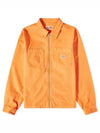 Washed Canvas Zipper Shirt Zip-Up Jacket Orange - STUSSY - BALAAN 1