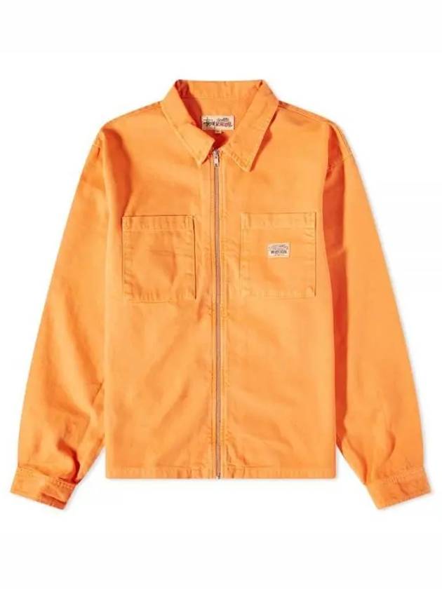 Washed Canvas Zipper Shirt Zip-Up Jacket Orange - STUSSY - BALAAN 1