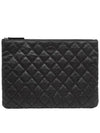 Women s A82545 Black Calfskin Classic CC Logo New Medium Clutch - CHANEL - BALAAN 1