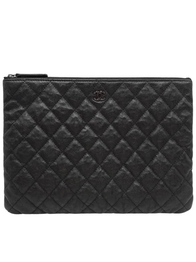 Women s A82545 Black Calfskin Classic CC Logo New Medium Clutch - CHANEL - BALAAN 1