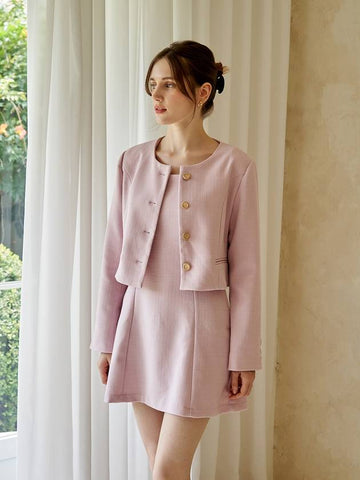 Set Bonita Nate Tweed Pink Jacket One Piece - LAMARO - BALAAN 1