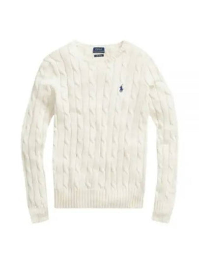 Women's Pony Embroidery Cable Knit Top Cream - POLO RALPH LAUREN - BALAAN 2