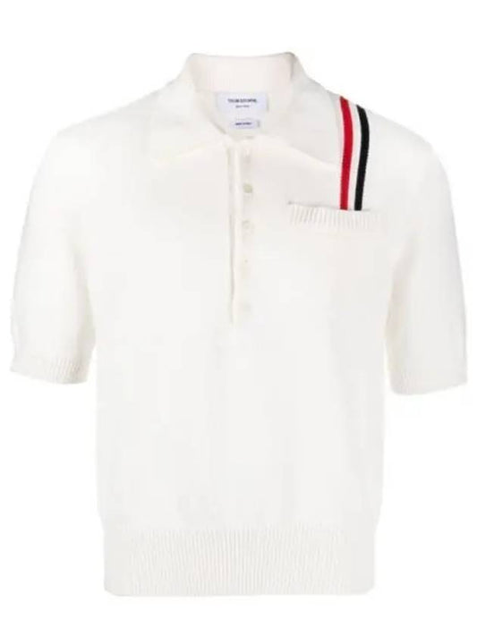 RWB Stripe Polo Shirt White - THOM BROWNE - BALAAN 2