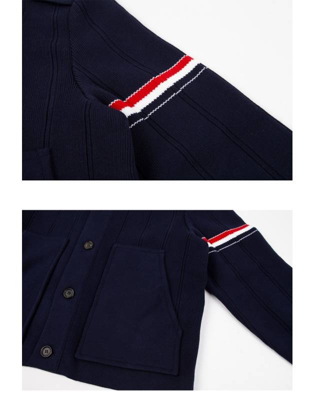 Single Breasted Button Cotton Jacket Navy - THOM BROWNE - BALAAN 9