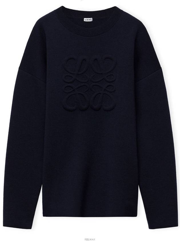 Debossed Anagram Wool Knit Top Navy - LOEWE - BALAAN 6